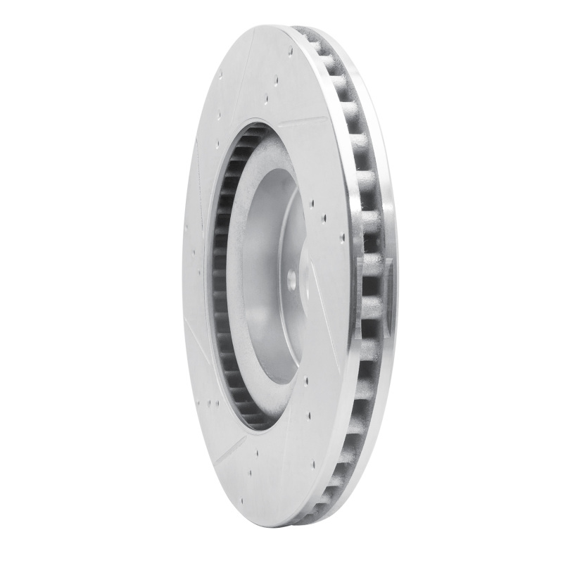 Ford Mustang Brake Rotor (1) - Front Right - R1 Concepts - Drilled & Slotted - Silver - `15-`23